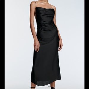 Zara Silk Draped Midi Dress